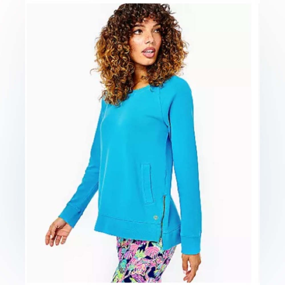 Lilly Pulitzer Luxletic Beach Comber Cotton Pullover (Teal)